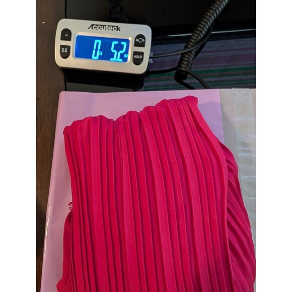 NWT Bibi Pleated Tank Top Lace Top Size Small Spaghetti Straps Raspberry Pink - Picture 14 of 14